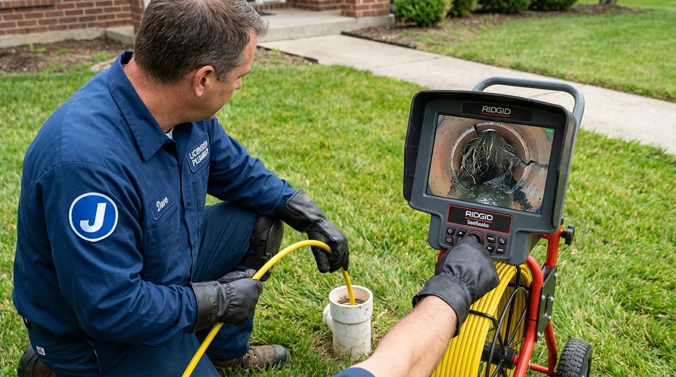 Sewer camera inspection being performed by Johns Plumbing LLC in Roscoe